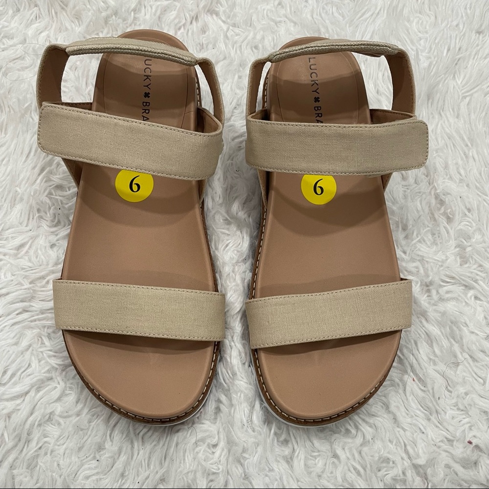 NWT Lucky Brand cream Velcro strapped platform sandals size 9